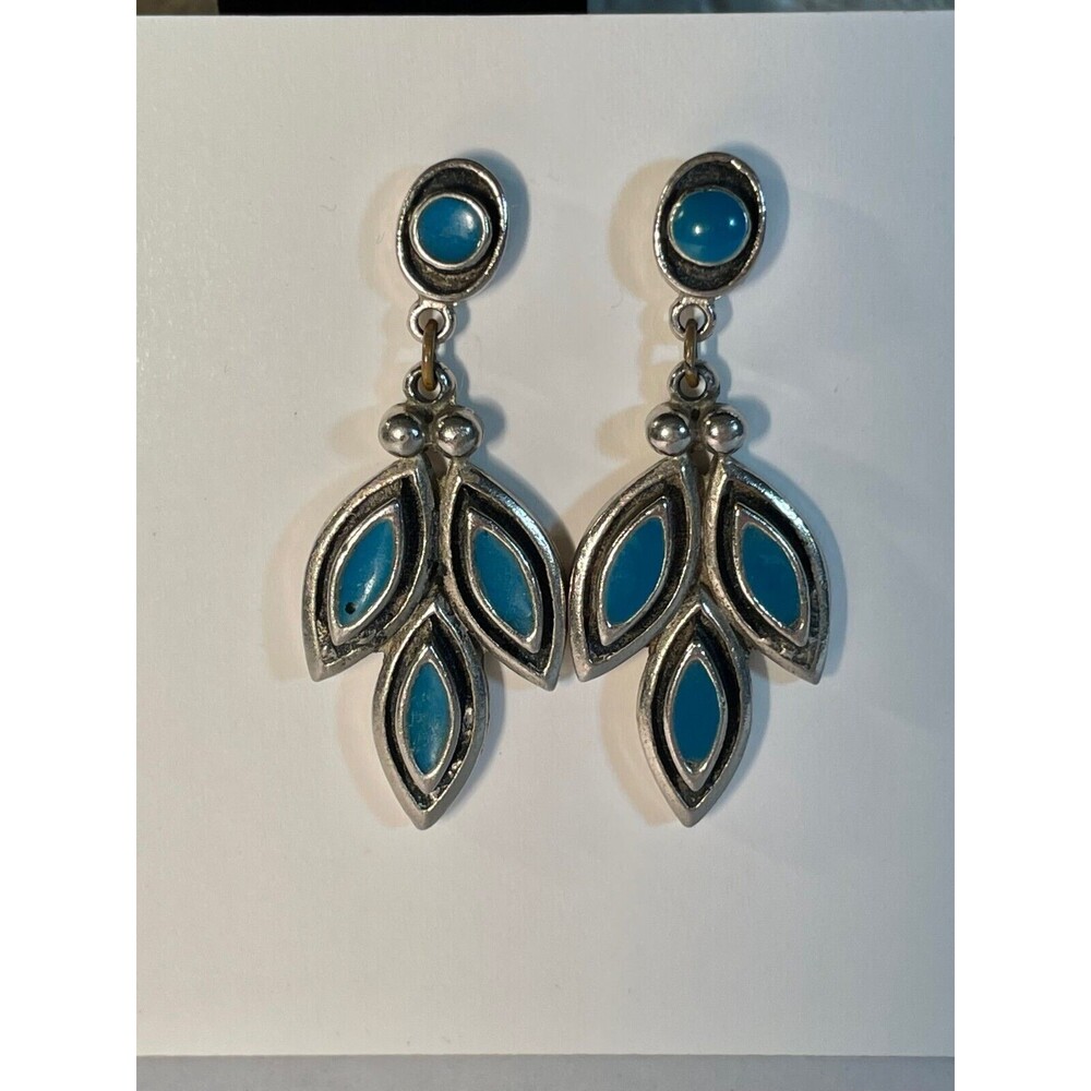 Vintage 1960s St. Labre Indian School Silver & Turquoise Pierced Earrings READ